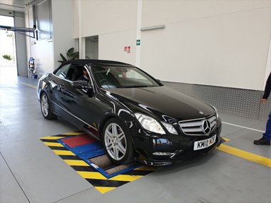 MercedesE250 undergoes brake test during ITV import test Mercedes E20 AMG Cabrio has brakes checked